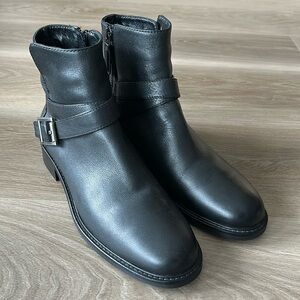 Aquatalia water repellent black moto boots